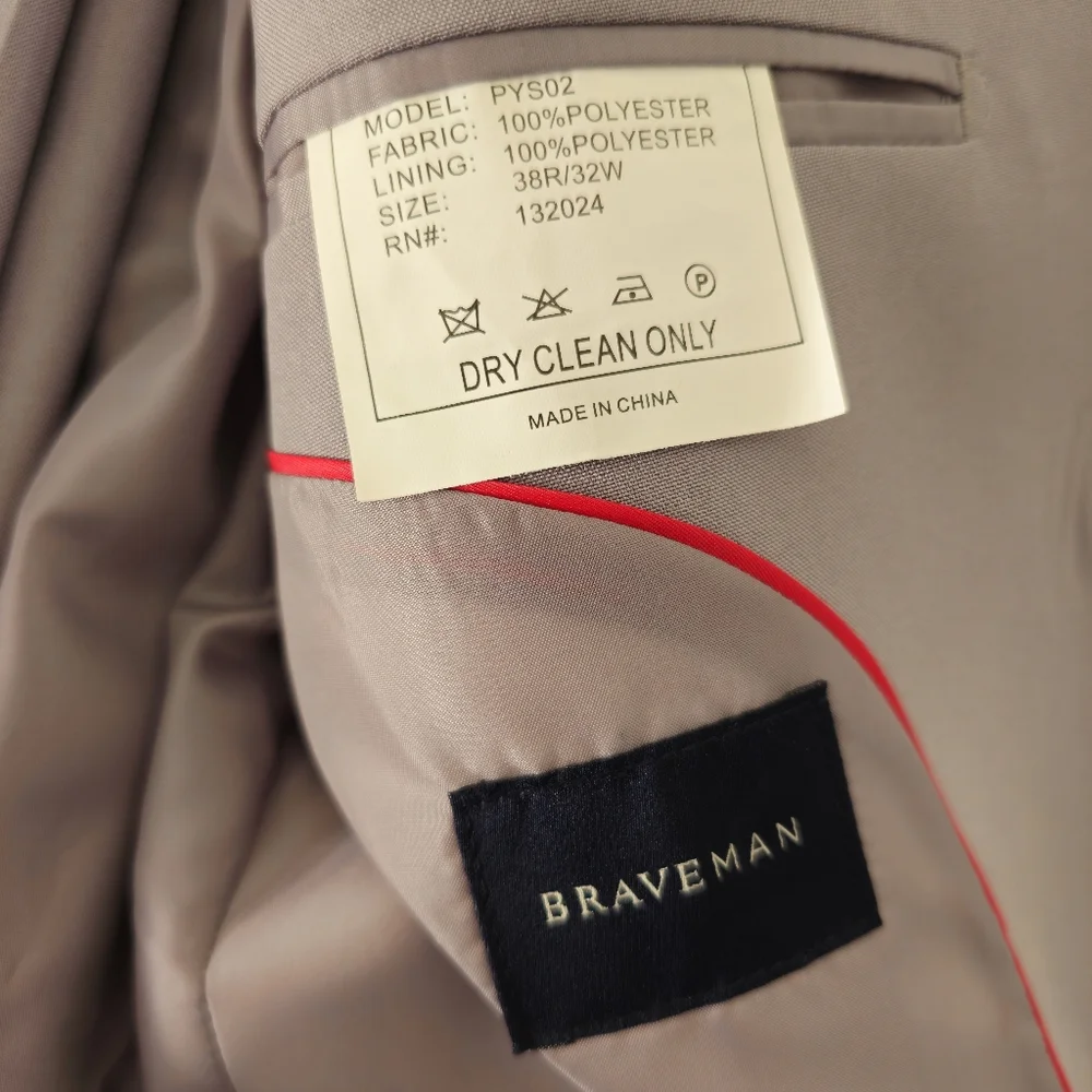 BRAVENAN Classic Light Gray Suit